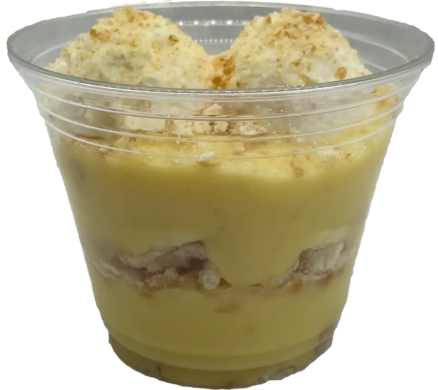 Banana pudding dessert cup at Test Kitchen BBQ